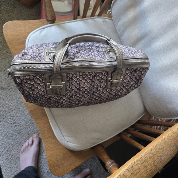 Coach Taylor Metallic Snakeskin Satchel Matching Wallet In Closet As Well - Picture 9 of 13